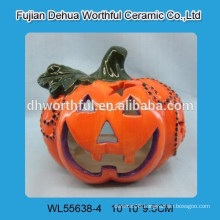 Decorative ceramic pumpkin tealight holder for halloween party decorations